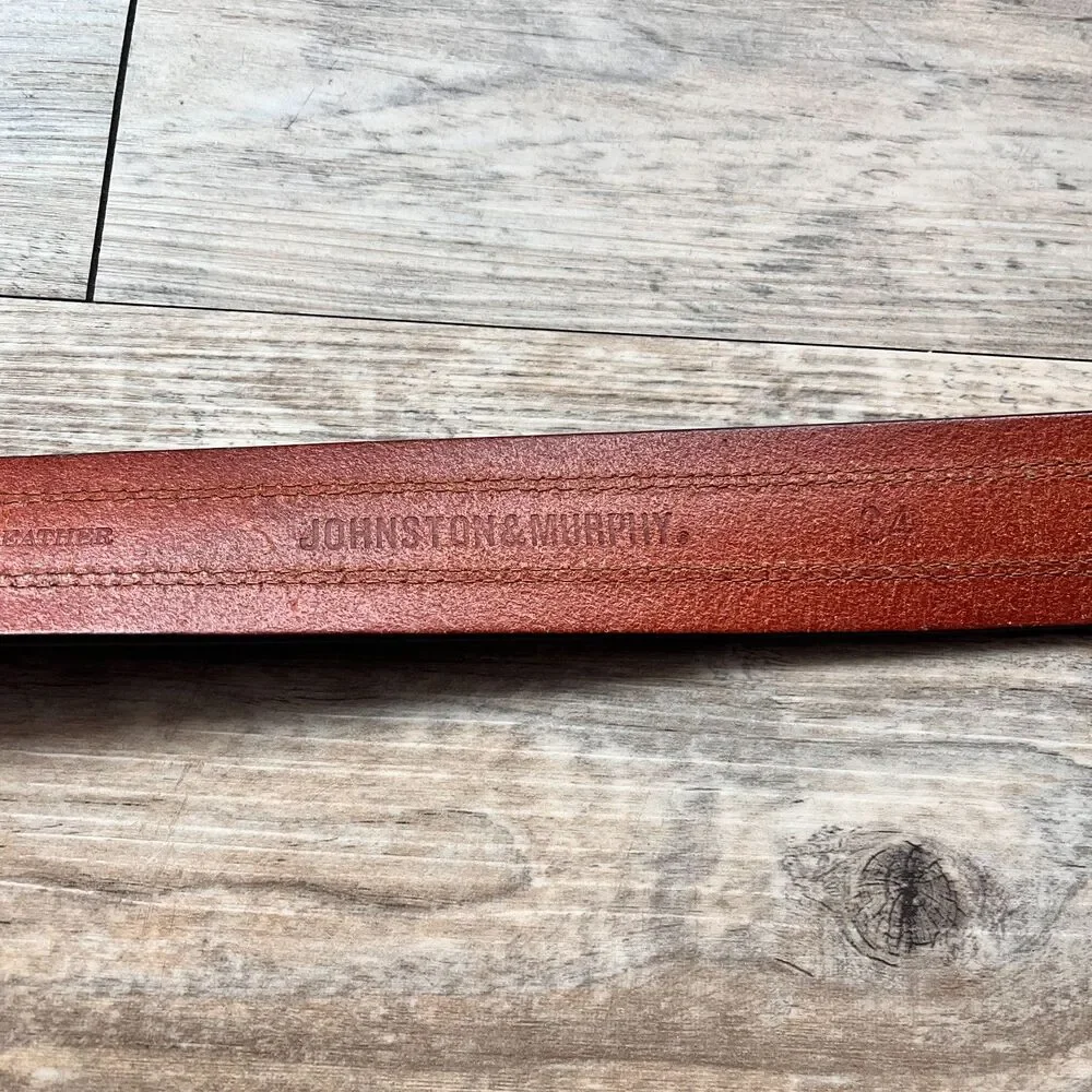 Johnston & Murphy Distressed Overlay Leather Belt Brown Size 34 Suede Leather